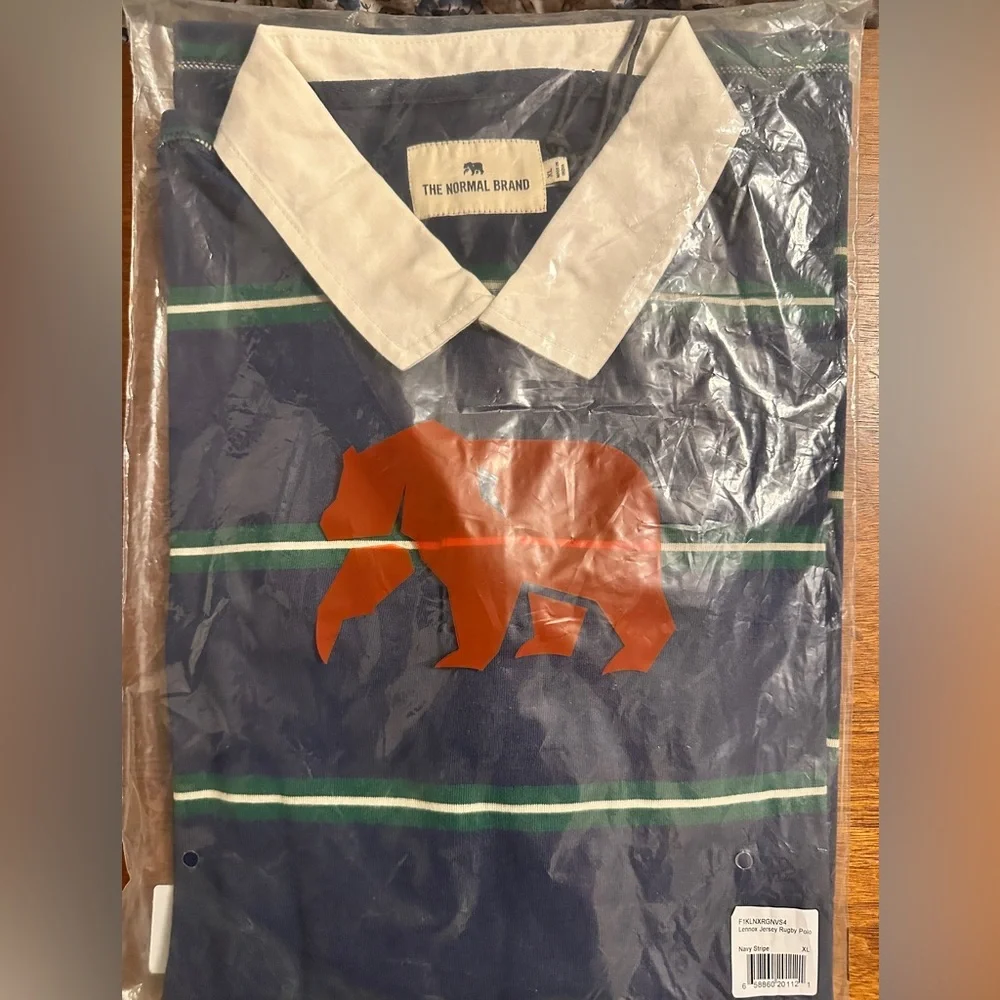 The Normal Brand Lenox Navy Stripe Jersey Rugby Polo - Picture 5 of 5